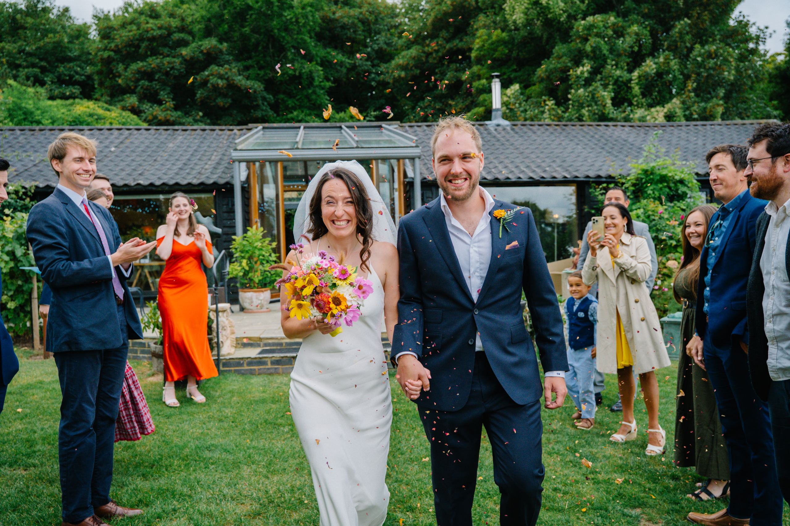 Wedding Videographer Southampton 1 The newlyweds walking back down the aisle after an outdoor ceremony